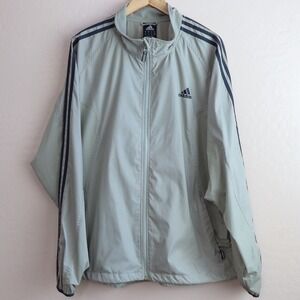 Vintage Adidas 3-Stripes Track‎ Jacket Windbreaker Men's XL Gray Navy Y2K 2002